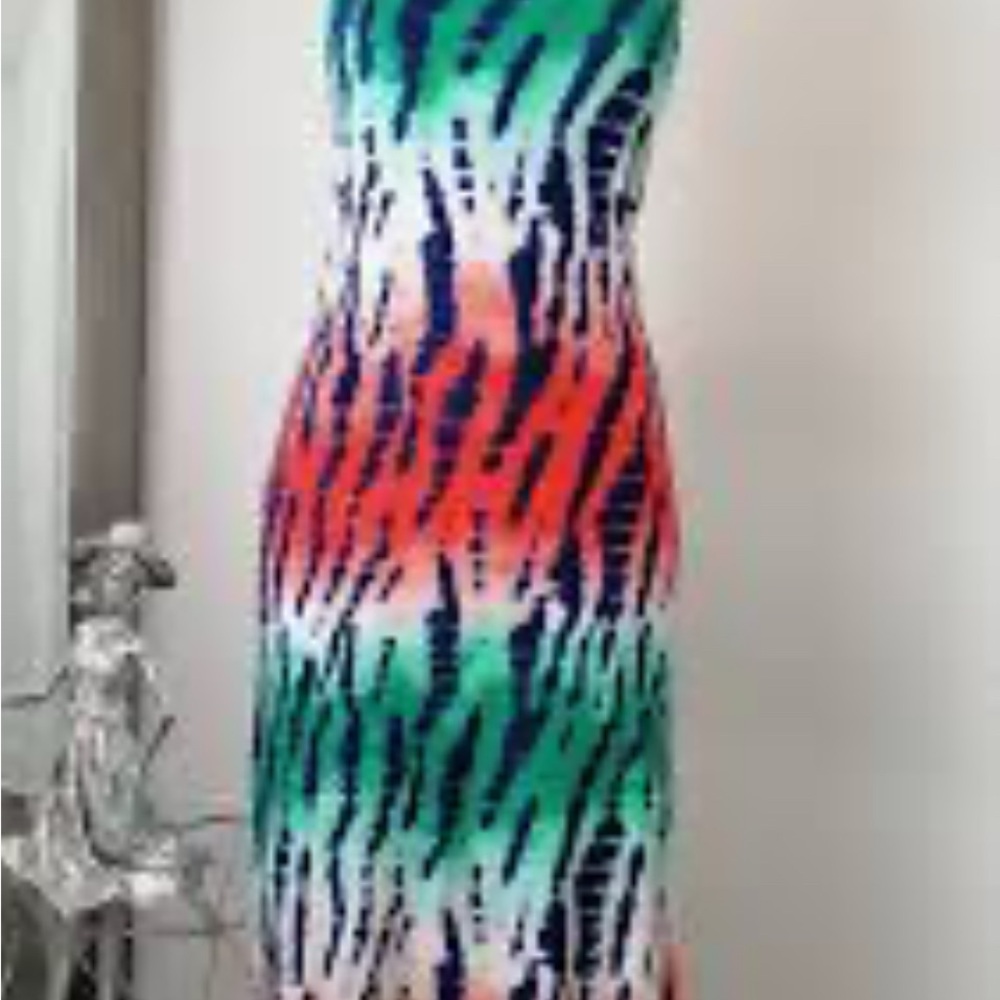 Love Multicolor Zebra Print Midi Spaghetti Strap Dress and Matching Duster